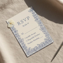 Blue floral border vintage wedding 