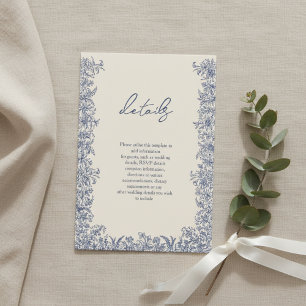 Blue floral border wedding enclosure card