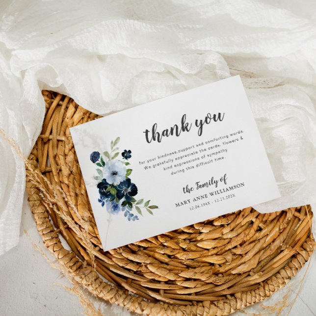 blue floral botanical funeral thank you note (Creator Uploaded)