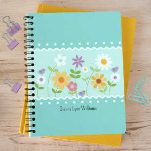 Blue Floral Botanical Monogrammed Notebook