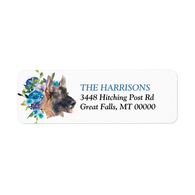 Blue Floral Bouquet German Shepherd Dog (Front)
