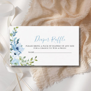 Blue Floral Boy Baby Shower Diaper Raffle Ticket Enclosure Card