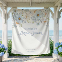 Blue Floral Bridal Bridal Shower Backdrop Banner