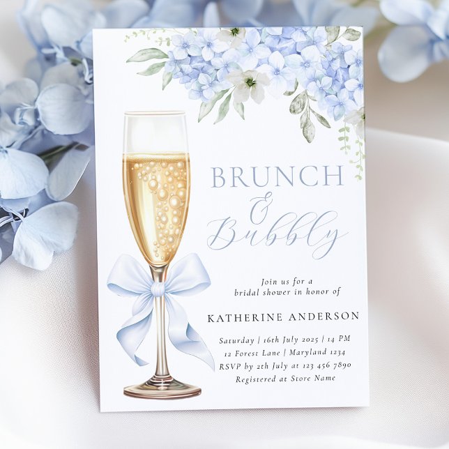 Blue Floral Bridal Brunch Shower Invitation (Creator Uploaded)