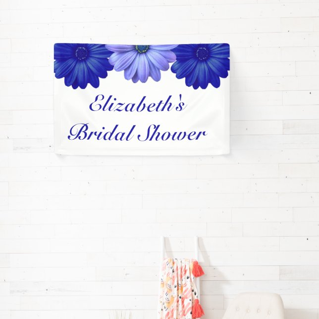 Blue Floral Bridal Shower Banner (Insitu)