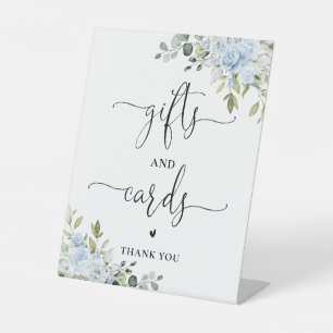 Blue Floral Bridal Shower Gifts And Cards Sign