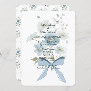Blue Floral Bridal Shower Invitation