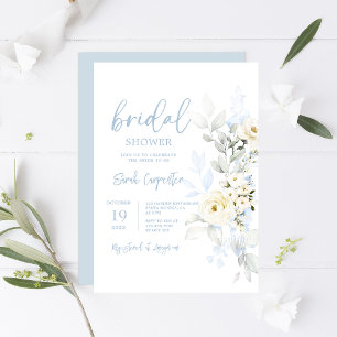 Blue floral Bridal Shower  Invitation