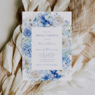 Blue Floral Bridal Shower Invitation