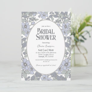 Blue Floral Bridal Shower Invitation