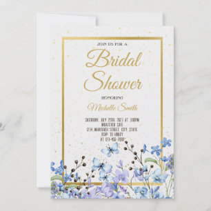 Blue Floral Bridal Shower Invitation