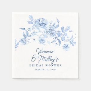 Blue Floral Bridal Shower Napkin