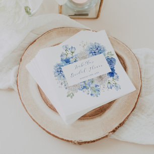 Blue Floral Bridal Shower Napkin