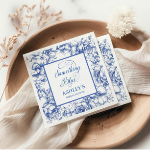 Blue Floral Bridal Shower Napkin