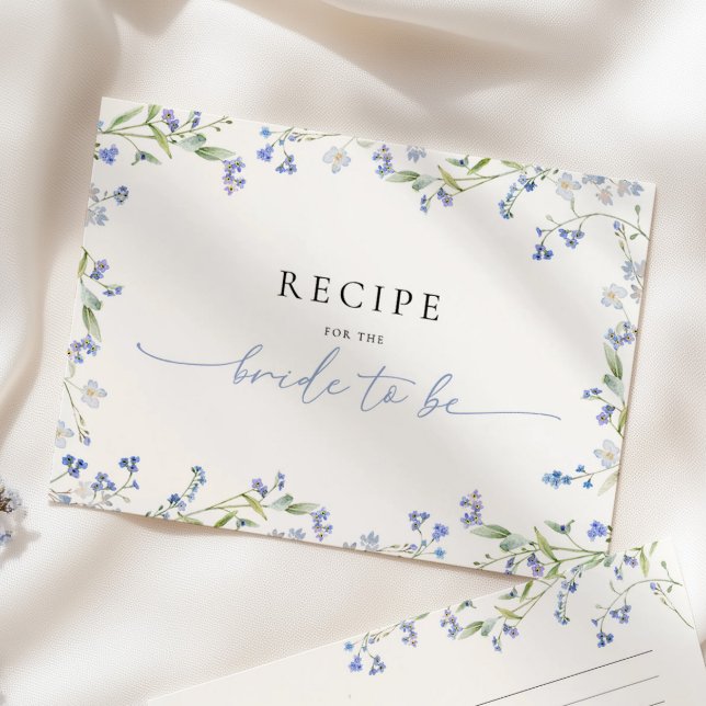 Blue Floral Bridal Shower Recipe Request Enclosure Card (Creator Uploaded)