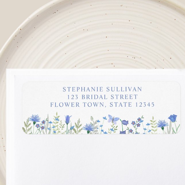  Blue Floral Bridal Shower Return Address (Creator Uploaded)