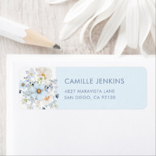 Blue Floral Bridal Shower Return Address Label