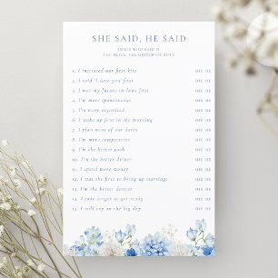 Blue Floral Bridal Shower She Said He Said