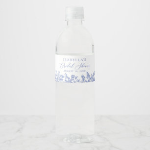 Blue Floral Bridal Shower Water Bottle Labels