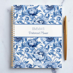 Blue Floral Bridesmaid Personalised Name Flower Planner