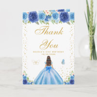 Blue Floral Brunette Hair Girl Birthday