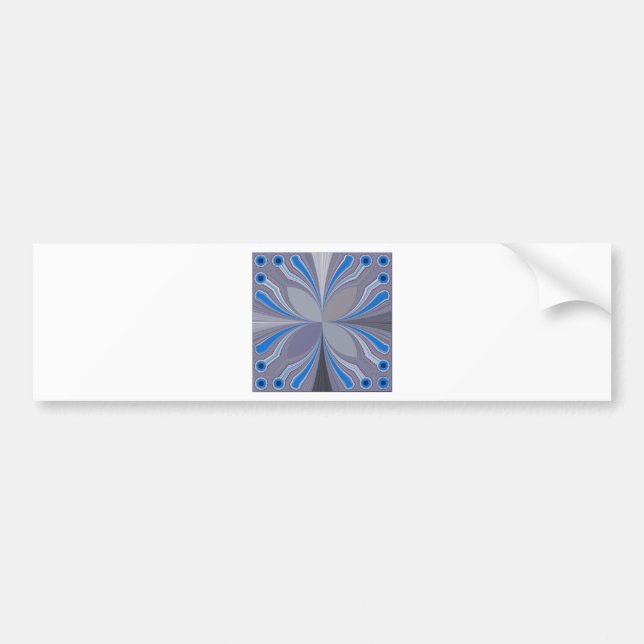 Blue Floral Bumper Sticker (Front)