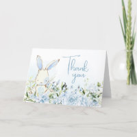 Blue Floral Bunny Rabbit Baby Shower