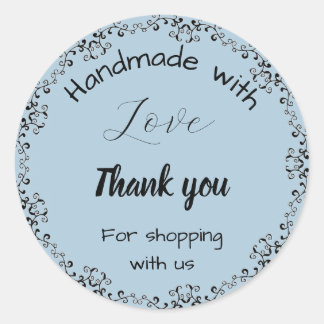 Blue floral Business stickers. Classic Round Sticker