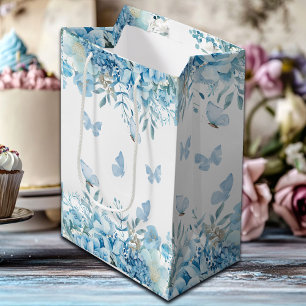  Blue Floral Butterflies Medium Gift Bag