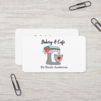 Blue Floral Cake Mixer Bakery Business Card
