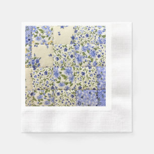 blue floral calico patchwork quilt napkin