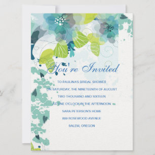 Blue Floral Cascading Invitation