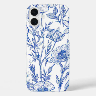 Blue Floral iPhone 16 Plus Case