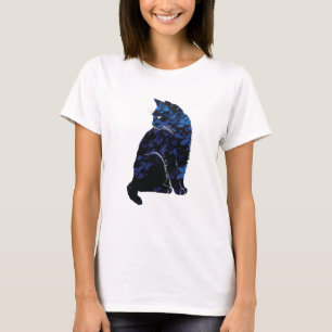 Blue Floral Cat Women's T-Shirt
