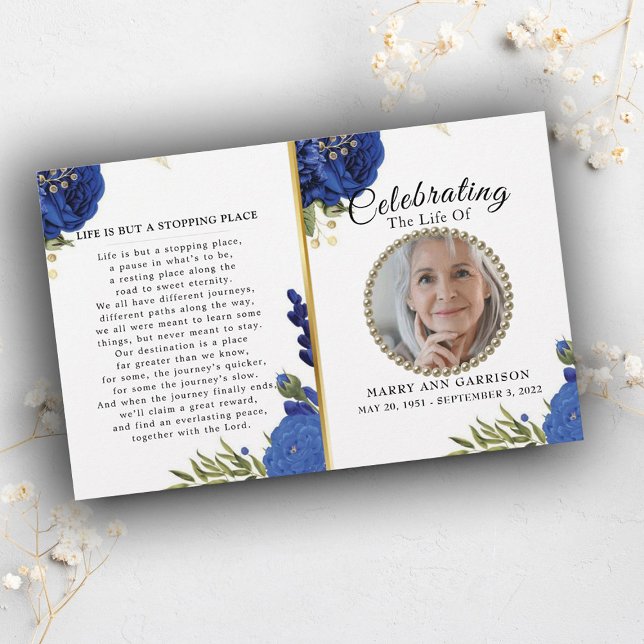 Blue Floral Celebration of Life Program (Creator Uploaded)