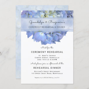 Blue Floral Ceremony Rehearsal Dinner Invitation