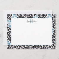 Blue Floral Cheetah Print w/Custom Monogram & Name