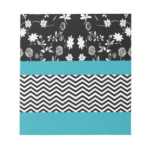 blue floral chevron notepad