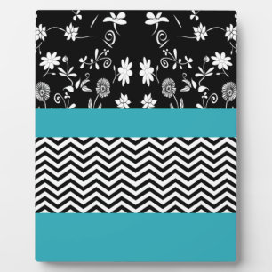 blue floral chevron plaque
