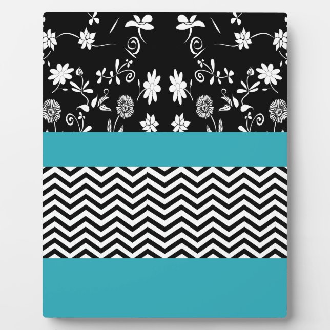 blue floral chevron plaque (Front)