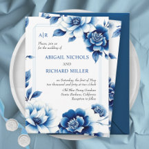 Blue floral Chinoiserie and triple border wedding