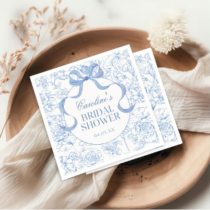 Blue Floral Chinoiserie Bridal Shower Napkins