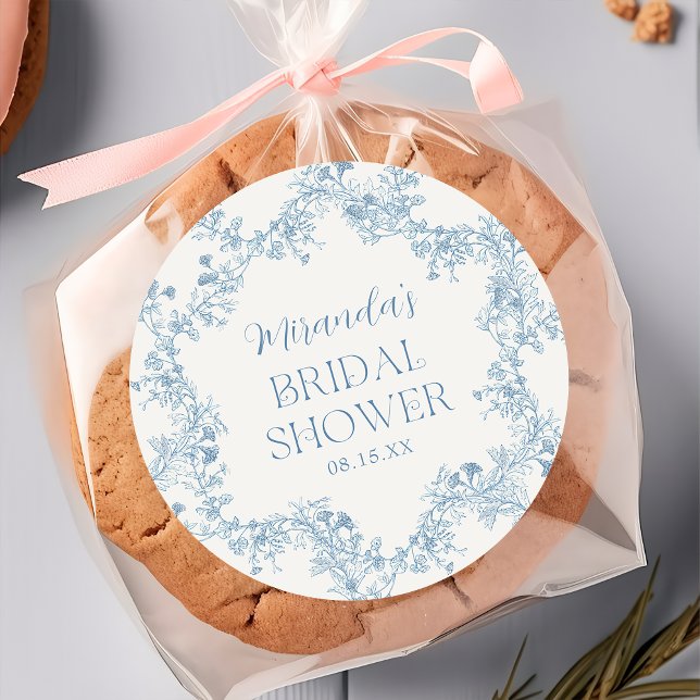 Blue Floral Chinoiserie Bridal Shower Sticker (Creator Uploaded)