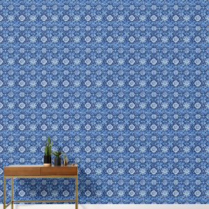 Blue Floral Chinoiserie Pattern Wallpaper