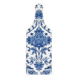 Blue Floral Chinoiserie White Watercolor Cutting Board