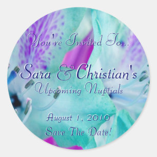 Blue Floral Classic Round Sticker