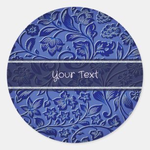 Blue Floral Classic Round Sticker