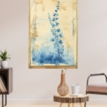 Blue floral composition.  Type: Framed decorative  Poster<br><div class="desc">The tree with golden leaves is a popular wall decor motif, often available as canvas prints or panoramic wallpaper. Here are some options for finding this product or very similar styles: Canvas Print Options Os Galhos da Árvore Romântica de Outono Kit: A two-piece set that perfectly matches the motif in...</div>