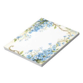 Blue Floral Corner Design Notepad
