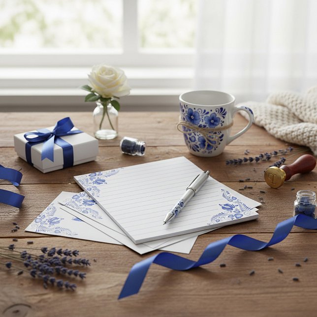 Blue floral corners notepad (Creator Uploaded)